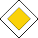 Segnali di strada con diritto di precedenza e fine precedenza (rombo giallo)